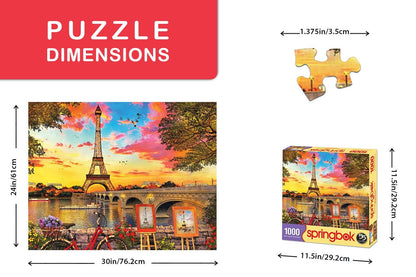 Springbok Puzzles - Paris Sunset - 1000 Piece Jigsaw Puzzle - Large 30 Inches by 24 Inches Puzzle - Made in USA - Unique Cut Interlocking Pieces
