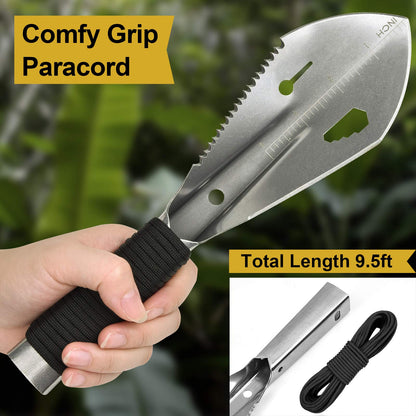 Yeacool Backpacking Shovel, Camping Hand Trowel, Lightweight Hiking Shovel, Small Potty Multitool with Carrying Pouch for Digging, Metal Detecting, Gardening, Survival and Outdoor