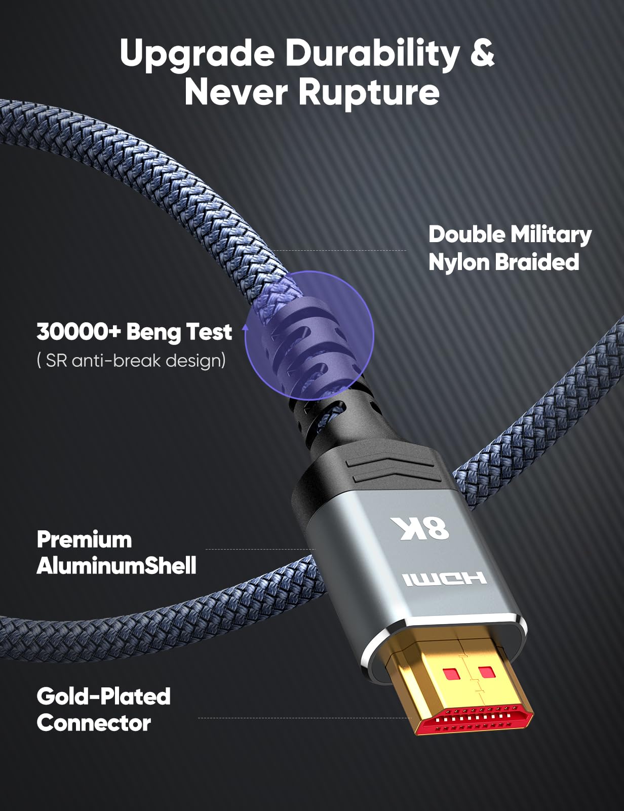 10K 8K HDMI 2.1 Cable 2-Pack 6.6FT, Highwings Certified 48Gbps Ultra High Speed Slim HDMI Cord,Support 4K@120Hz 8K@60Hz, HDCP 2.2&2.3, Dynamic HDR,eARC,DTS:X, Compatible with Roku TV/HDTV/PS5/Blu-ray