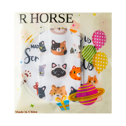 R HORSE 5Pcs Funny Kitchen Dish Towels, Cute Cat Dishcloths Gift, Absorbent Dish Tea Towels Reusable Bar Hand Dishcloths Decor for Bathroom Kitchen Home Supplies Gift for Mom Woman Cat Lovers