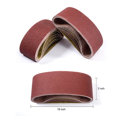S SATC 3x18 Sanding Belts 20PCS Belt Sander Paper Aluminum Oxide (3 Each of 60/80/120/150/240/400 Grits & 2 of 40 Grits) Ideal for Wood Metal Paint Sanding