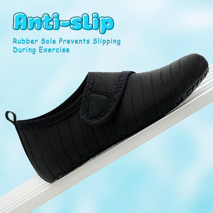VIFUUR Kids Water Shoes Boys Girls Barefoot Water Sports Socks Hook&Loop Beach Shoes Quick Dry Aqua Socks Swim Walking Outdoor Sports for Toddler Black-30/31