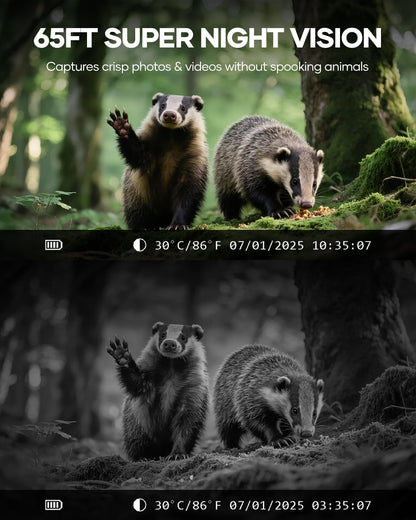 Assark Solar Trail Camera 48MP 30FPS, WiFi Bluetooth Game Camera with Motion Activated 0.2s Trigger, Night Vision Motion Activated IP66 Waterproof for Wildlife Scouting with 32GB Micro SD Card