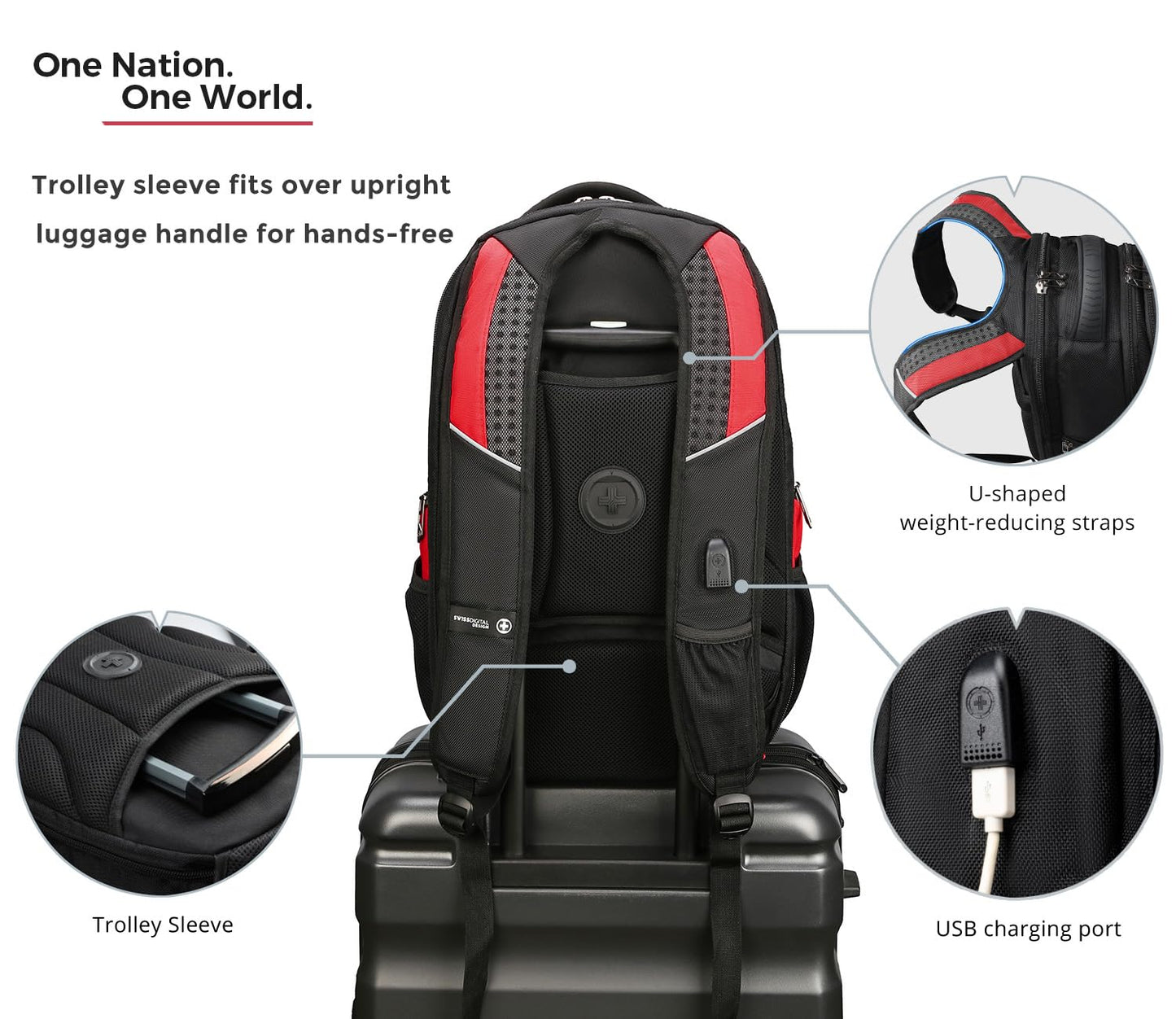 Swissdigital Design Men's Laptop Backpack for College and Business Travel with Integrated USB Charging Port and RFID Protection Fits 15.6" Laptops | J14-41