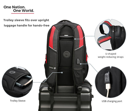 Swissdigital Design Men's Laptop Backpack for College and Business Travel with Integrated USB Charging Port and RFID Protection Fits 15.6" Laptops | J14-41