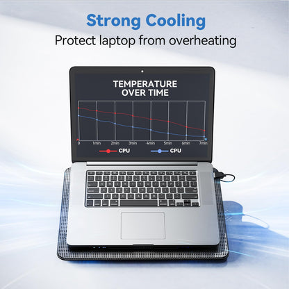 TECKNET Laptop Cooling Pad, Portable Slim Quiet USB Powered Laptop Notebook Cooler Cooling Pad Stand Chill Mat with 3 Blue LED Fans, Fits 12-17 Inches (Black)
