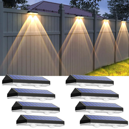 Solar Fence Lights Outdoor - 2700/4000/6000K 3 Mode, Solar Fence Lights Outdoor Waterproof LED, Fence Light Solar Powered for Outside, Backyard/Railing/Step/Patio/Wall and Home Improvement(8 Pack)