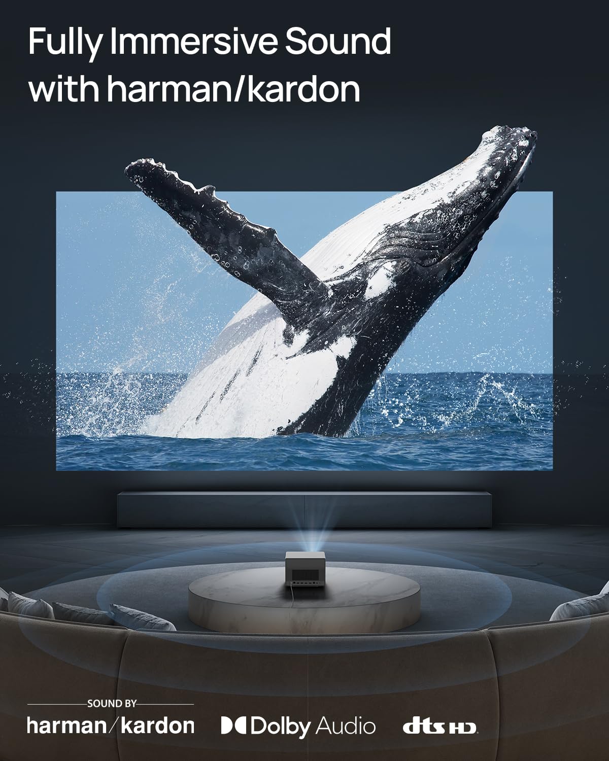 XGIMI HORIZON Ultra 4K Projector, Dolby Vision, 2300 ISO Lumens, 2 x 12W Harman Kardon Speakers, Home Theater Projector with WiFi and Bluetooth, Dual Light, Active 3D, 200"
