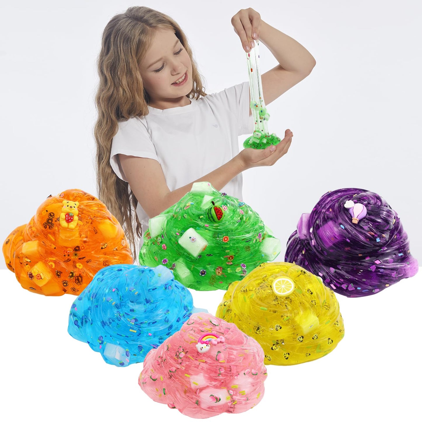 UIVIEHIR Jelly Cube Clear Slime Kit 8 Pack for Kids, Crunchy Slime, Stress Relief Toy, Party Favors for Girl Boys 6 7 8 9 10 11 12