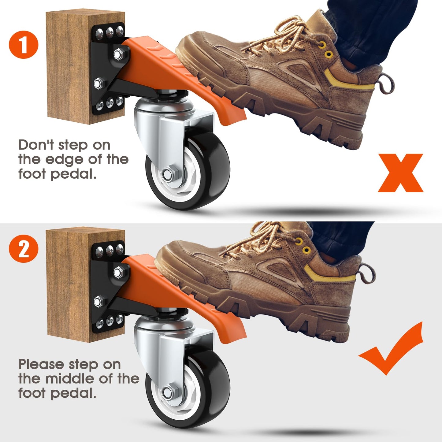 Ronlap Workbench Casters Kit 880 Lbs Capacity, 3" Extra Heavy Duty Retractable Casters 4 Pack, Side Mounted Adjustable Table Stepdown Casters