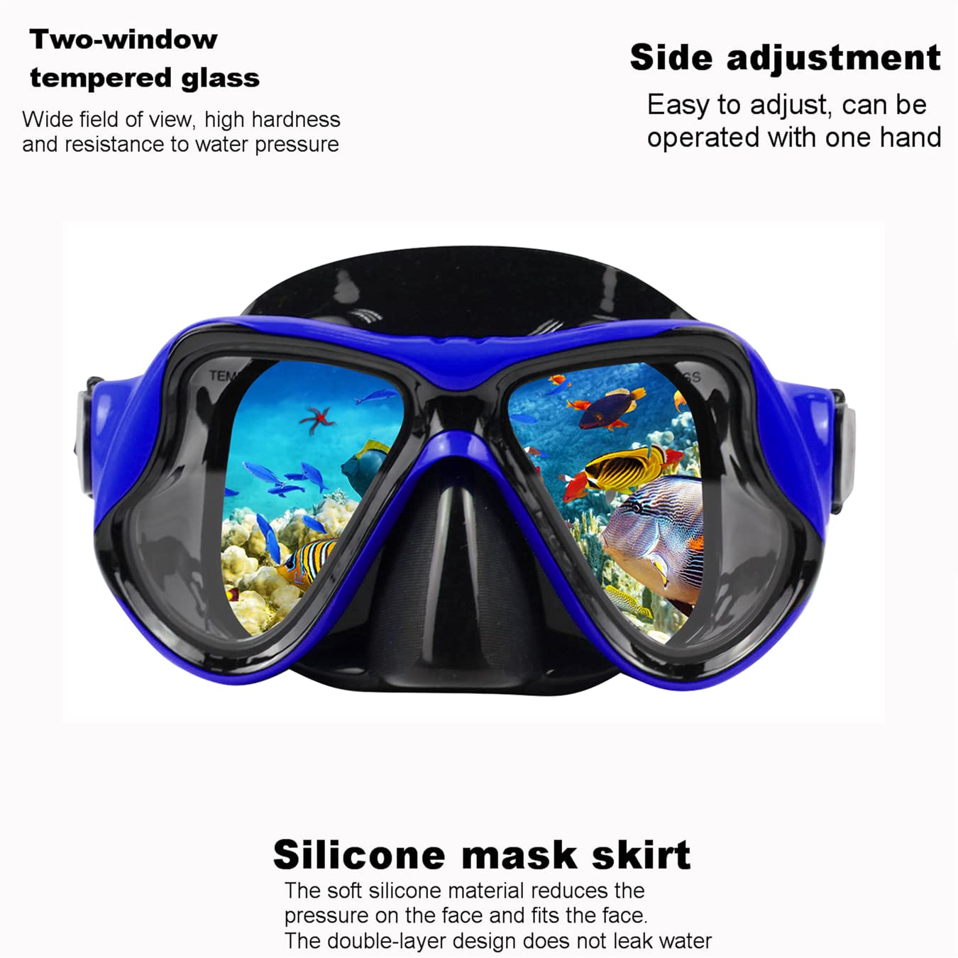 DIPUKI Snorkeling Gear for Adults Snorkel mask Set Scuba Diving mask Dry Snorkel Swimming Glasses Swim Dive mask Nose Cover Youth Diving (Blue+Yellow（2 Pack）)