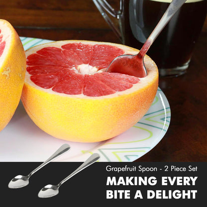 Chef Craft Select Serrated Grapefruit Spoon, 9 inch 2 piece set, Stainless Steel