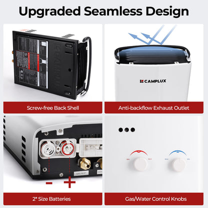 CAMPLUX 5L 1.32 GPM Outdoor Portable Propane Gas Tankless Water Heater With 1.2 GPM Water Pump