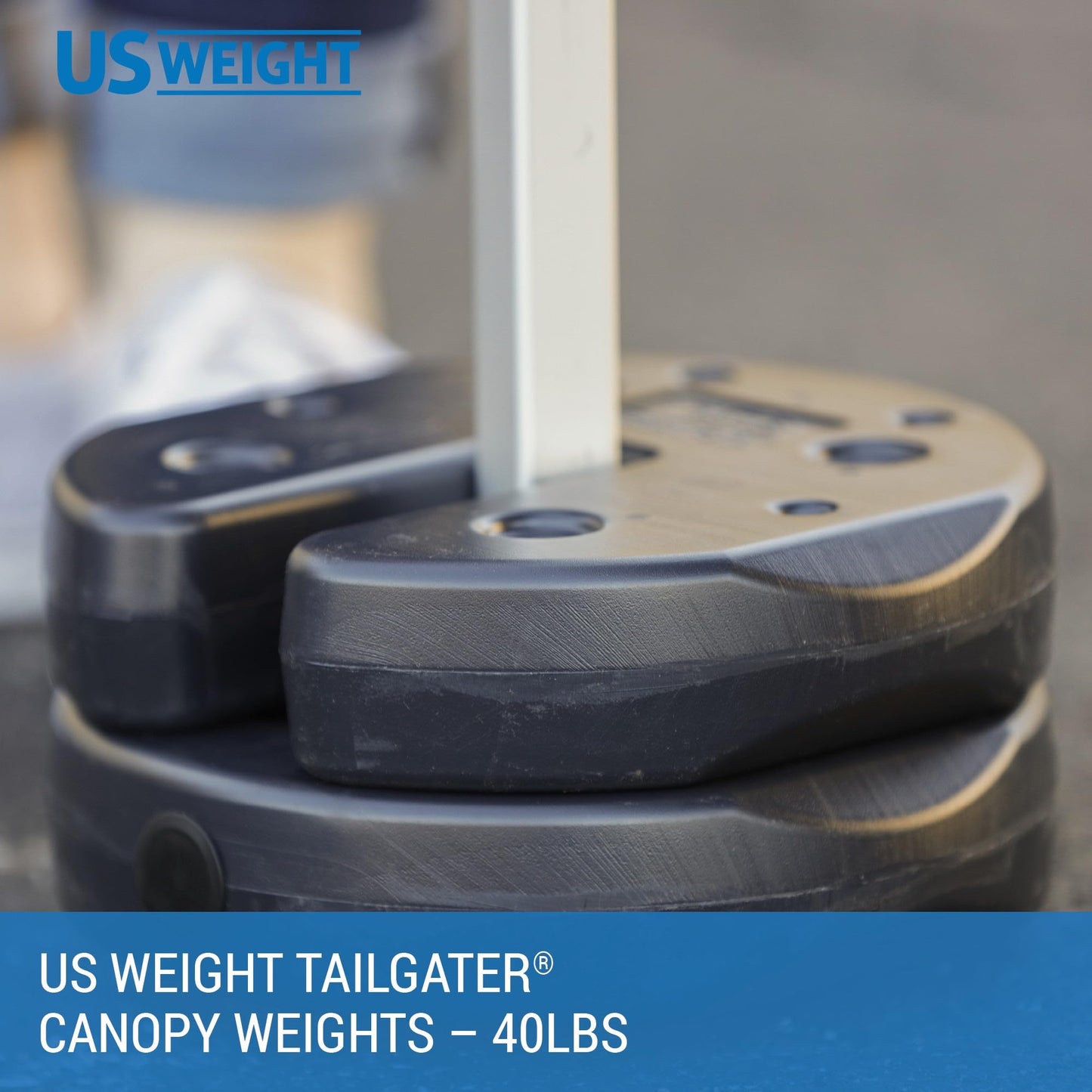 US Weight 40 Pound Canopy Weight Set of 4 and Carry Strap with No-Pinch Design - Easy Installation and Removal to Secure Tents, Canopies, and Umbrellas at Outdoor Events