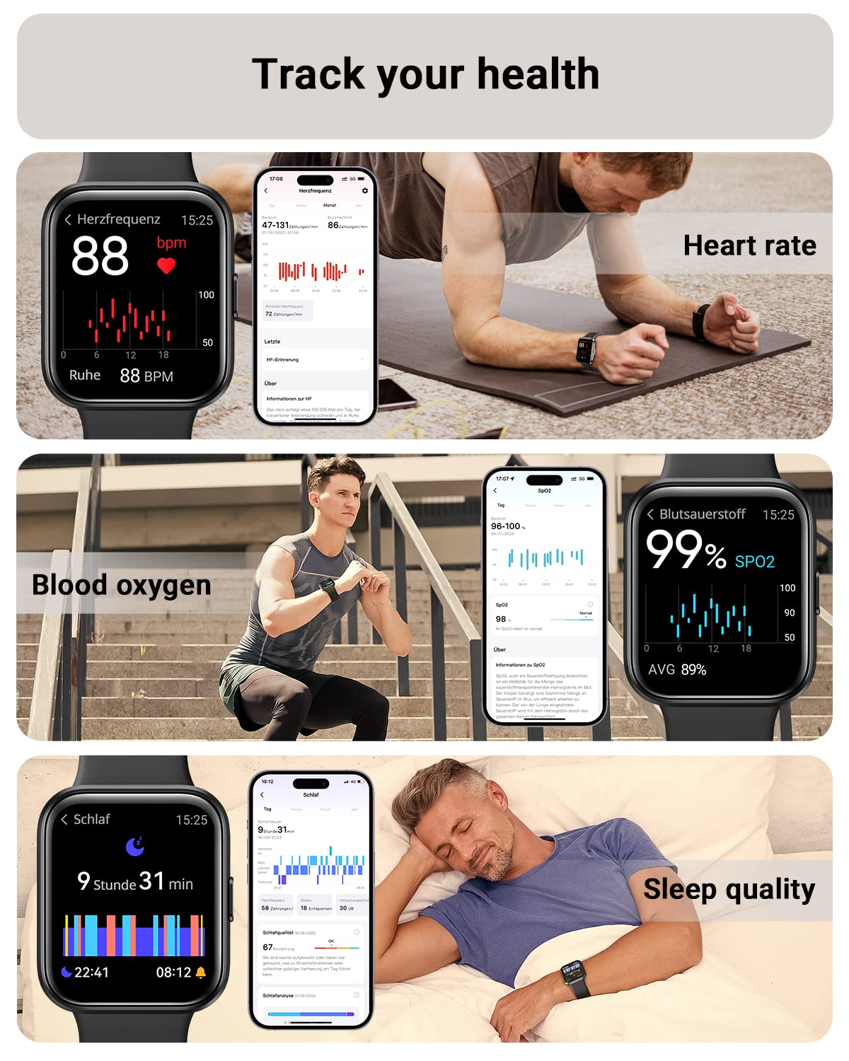 Smart Watch for Men Android & iPhone, Alexa Built-in, 1.8" Touch Screen Fitness Tracker with Answer/Make Calls, IP68 Waterproof Heart Rate/Sleep/SpO2 Monitor, Pedometer, 100+ Sport Modes