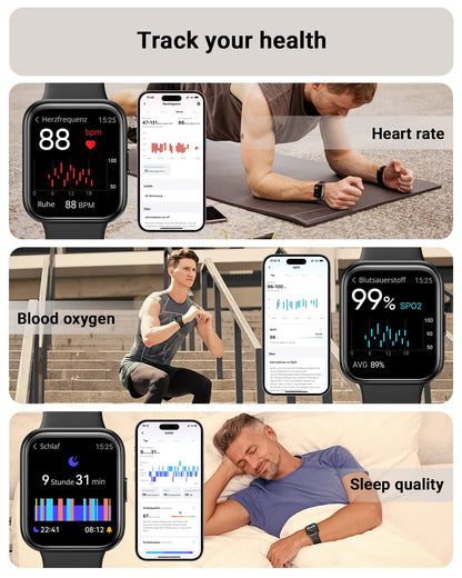Smart Watch for Men Android & iPhone, Alexa Built-in, 1.8" Touch Screen Fitness Tracker with Answer/Make Calls, IP68 Waterproof Heart Rate/Sleep/SpO2 Monitor, Pedometer, 100+ Sport Modes