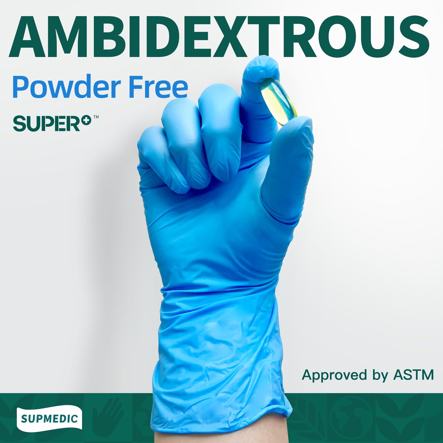 Supmedic Vinyl Disposable Exam Gloves, 4 Mil Powder-Free Latex-Free Food Grade Cooking Cleaning Medical Glove, Blue 100 Pcs (Large)