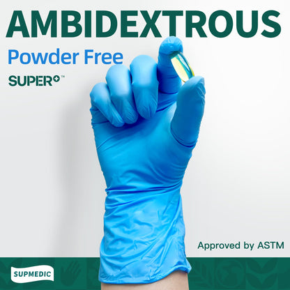 Supmedic Vinyl Disposable Exam Gloves, 4 Mil Powder-Free Latex-Free Food Grade Cooking Cleaning Medical Glove, Blue 100 Pcs (Large)