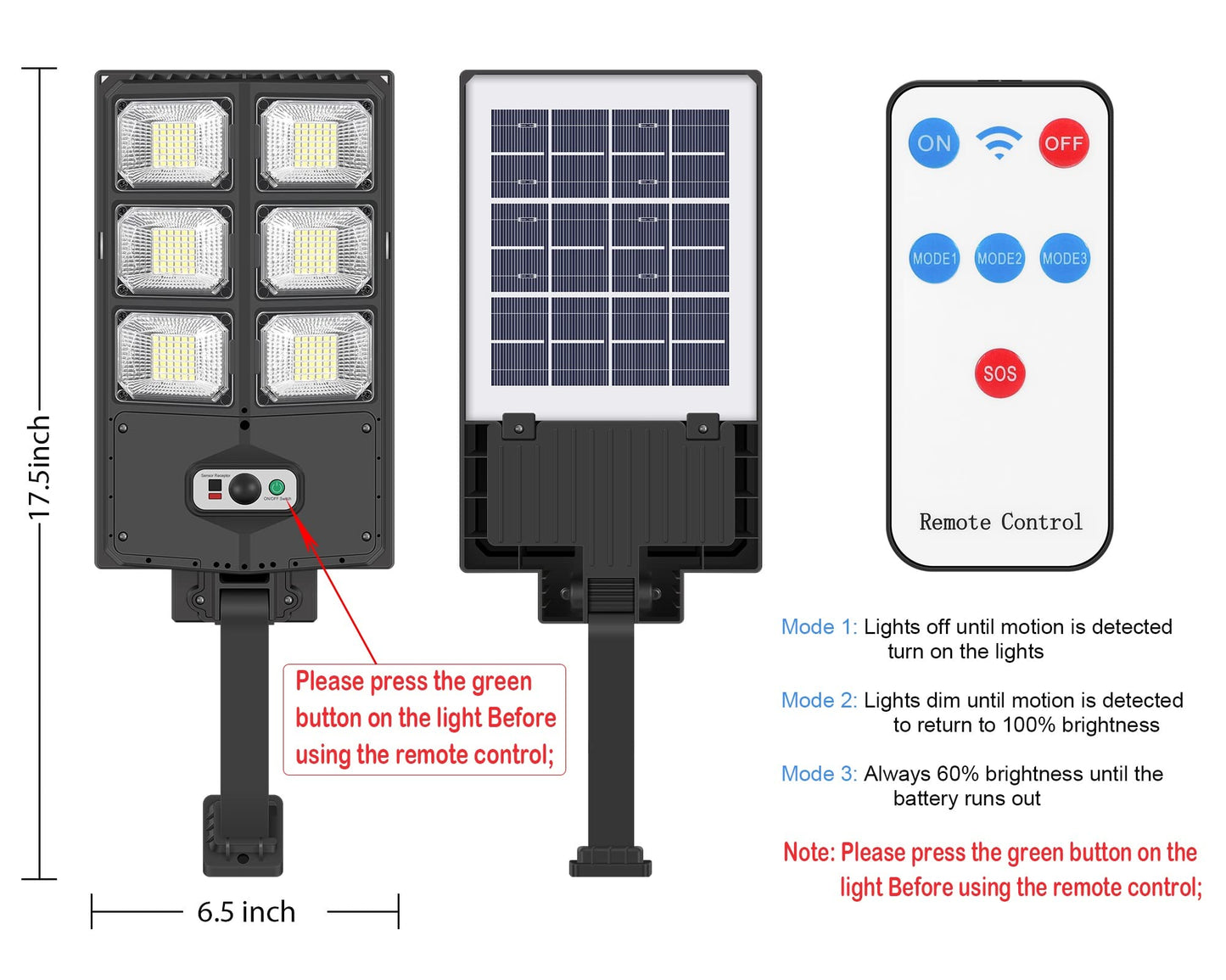 150W Solar Lights Outdoor, 8000LM Led Flood Light Motion Sensor with Remote Control, 3 Modes Solar Street Light Outdoor for Yard, Garden, Path, Parking lot - IP65 Waterproof