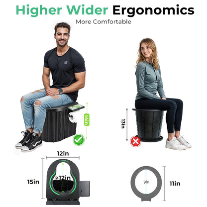 Sckee Camping Toilet, Portable Toilet for Adults, Portable Travel Folding Toilet with Lid and Paper Holder, Compact Potty for Car, Camp Toilet Portable Toilet for Camping, Hiking,Truck, RV, Beach