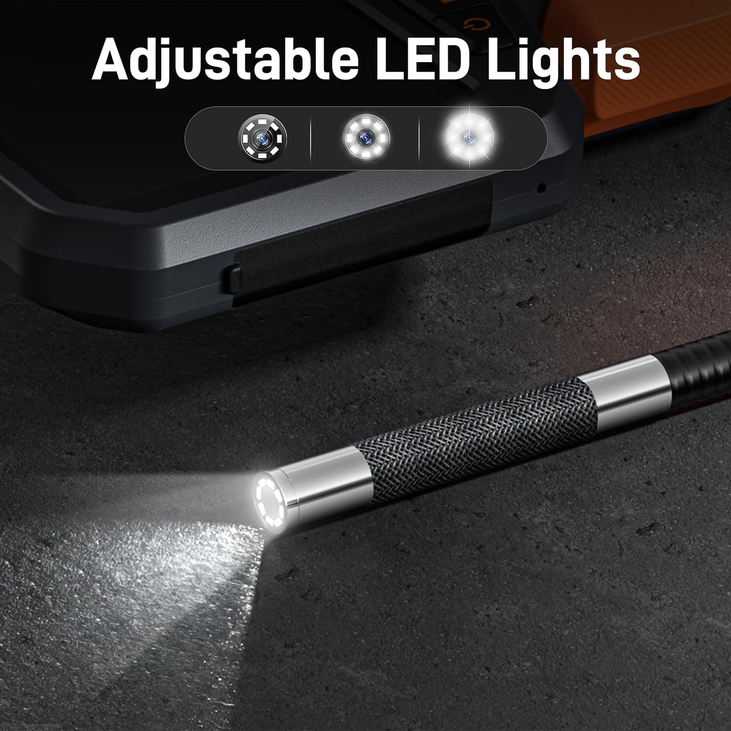 Teslong Two-Way Articulating Borescope with Light, Industrial Endoscope Inspection Camera with Articulated Probe, Flexible Mechanic Fiber Optic Snake Scope Cam for Wall Automotive Engine Inspect-5FT