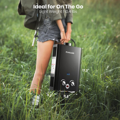 GASLAND Outdoors BE158B 1.58GPM 6L Portable Gas Water Heater, Instant Propane Heater, Overheating Protection, Easy to Install, Use for RV, Cabin, Barn, Camping, Boat, Black