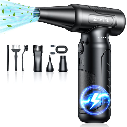 Electric Air Duster - 33,0000 RPM Cordless Keyboard Cleaner, Rechargeable Compressed Air Blower for PC/Computer Cleaning, Car & Home Dusting, Replaces Air Cans (Battery Powered Turbo Fan)