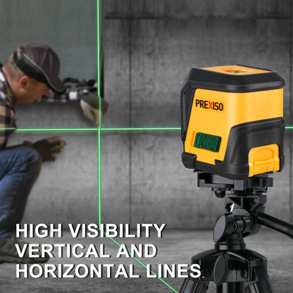 PREXISO Laser Level with Tripod, 65Ft Self Leveling Cross Line Laser Level, Green Line leveler Tool for Hanging Pictures, Home Renovation with LED Indicator & 2 AA Batteries (31-1/2 inch Tripod)
