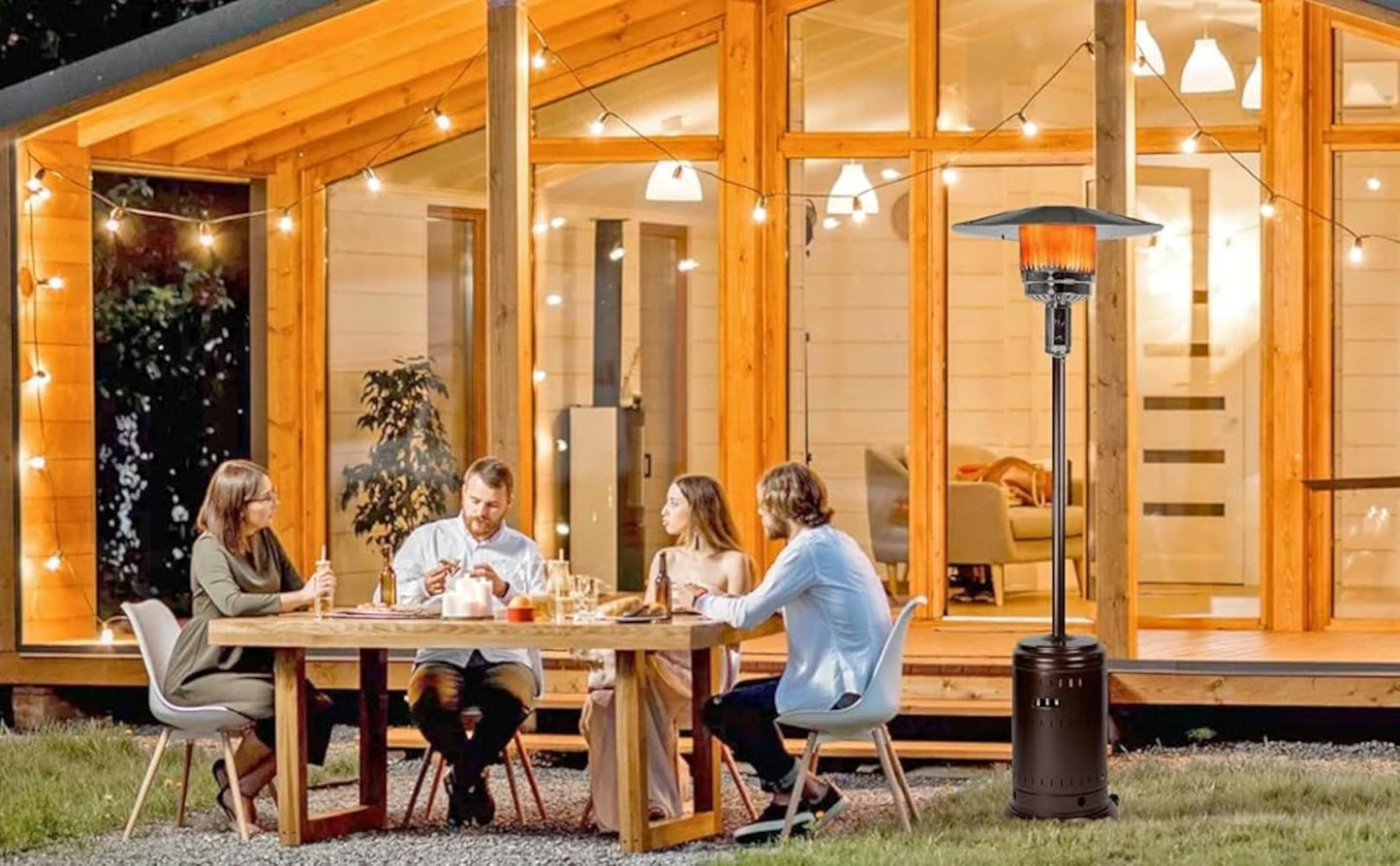 Fire Sense 60485 All Seasons Patio Heater With Wheels 46,000 BTU Output Electronic Ignition System Portable Outdoor Propane Heater Patio Heater – Hammered Bronze