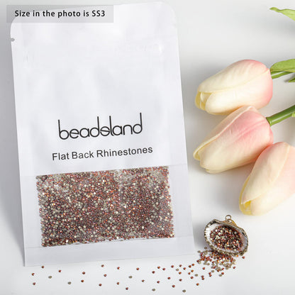 Beadsland 1440 Pieces Flat Back Crystal Rhinestones Round Gems,Amber,SS3,1.2-1.4mm