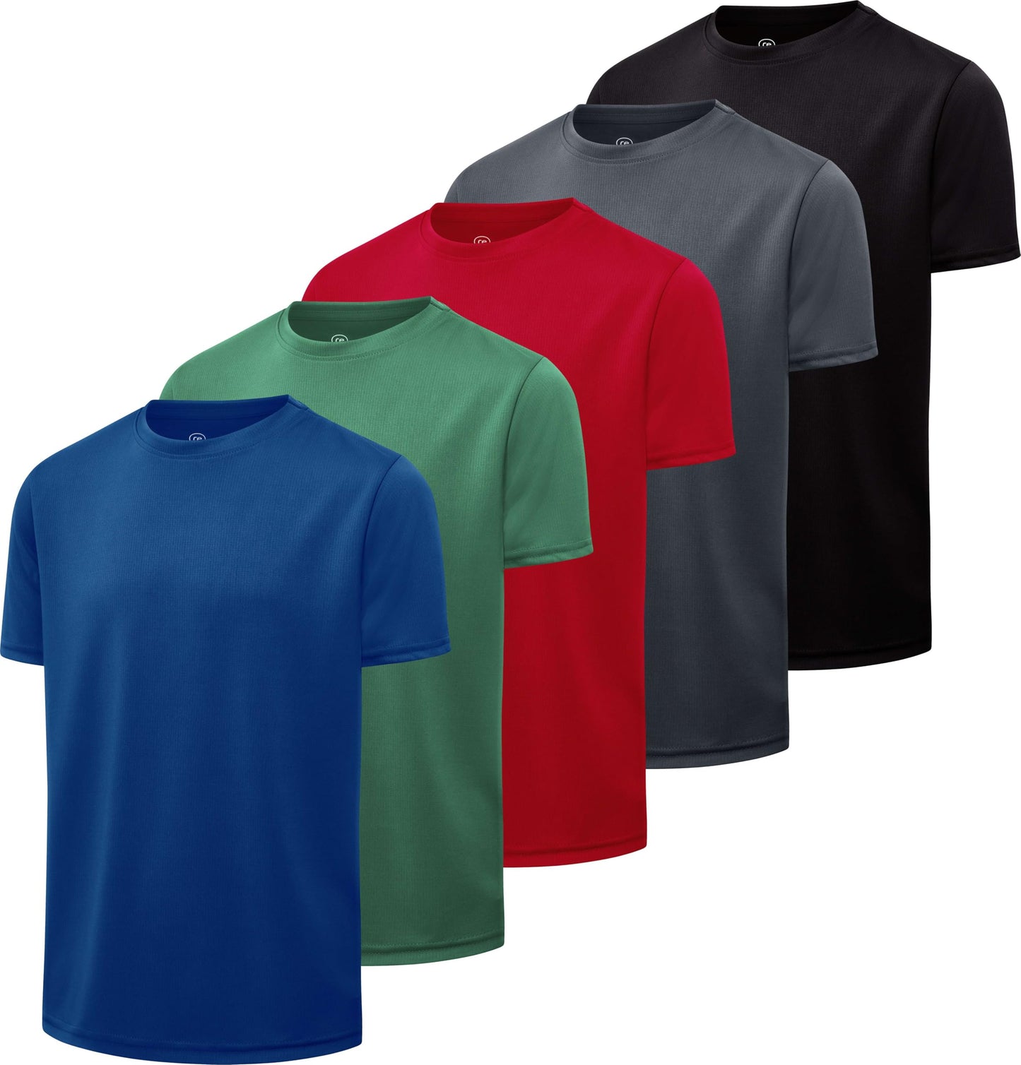 Real Essentials 5 Pack: Boy's Active Athletic Short Sleeve Performance Shirt Cooling Wicking T Shirts Activewear 6-18 Years -Set 11,XL 16-18