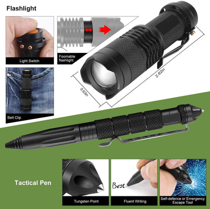 Emergency Survival Kit, 22 in 1 Professional Survival Gear Equipment Tools First Aid Supplies for SOS Emergency Tactical Hiking Hunting Disaster Camping Adventures