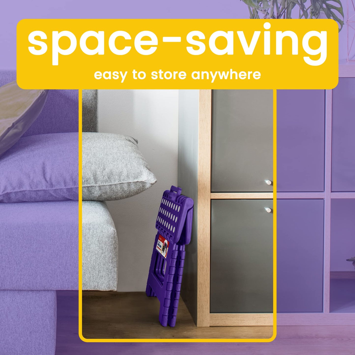 ACSTEP Folding Portable Collapsible Plastic Foldable Step Stool,Non Slip Folding Stools for Kitchen Bathroom Bedroom (Purple)