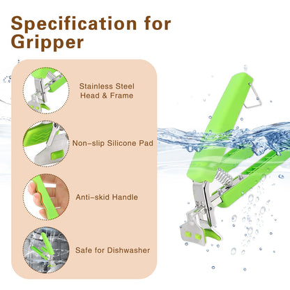 2 Pack Hot Plate Gripper Clips Holder Tongs for Moving Hot Plate Bowls Pizza Pan Air Fryer Microwave Oven with Food Out, Green