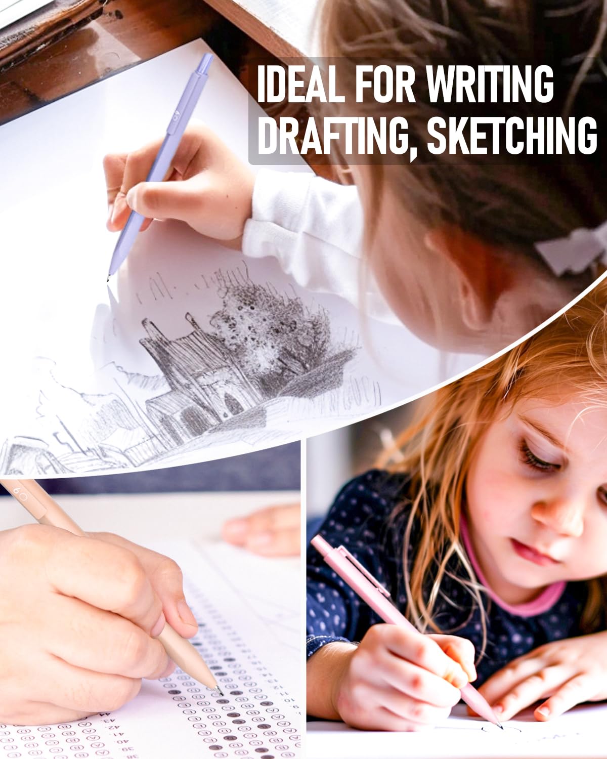 Smallbudi 6PCS 0.7mm Mechanical Pencils Set with Case, Cute Pastel Mechanical Pencil with 240PCS HB Lead Refills, 3 Erasers, Aesthetic Back to School Supplies for Student Writing Drawing Sketching