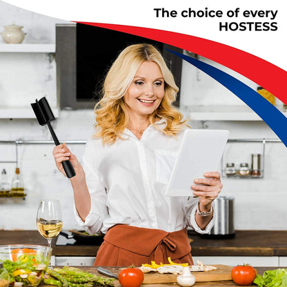 Professional Heat Resistant Ground Beef/Hamburger/Potato Masher | Nylon Ground Beef Chopper Tool | Hambuger Smasher Safe for Non-Stick Cookware (black)