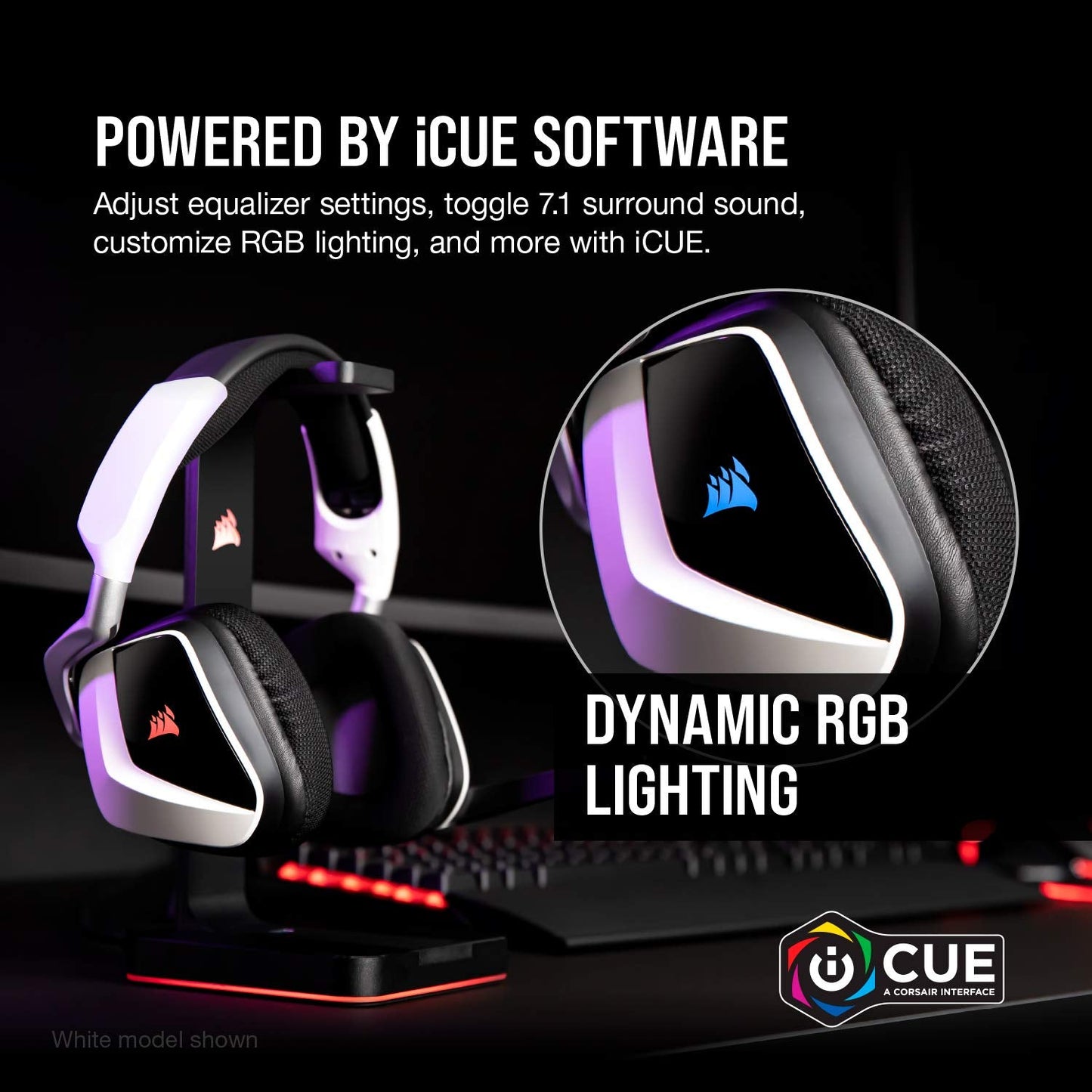 CORSAIR VOID RGB ELITE Wireless Gaming Headset – 7.1 Surround Sound – Omni-Directional Microphone – Microfiber Mesh Earpads – Up to 40ft Range – iCUE Compatible – PC, Mac, PS5, PS4 – Carbon