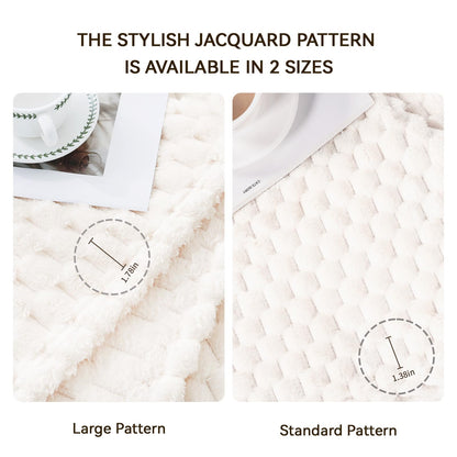 Bnuitland Ivory Super Soft Flannel Throw Blanket, 3D Clouds Stylish Jacquard Lightweight Blanket for Bed,Sofa,Couch,Home Decor, 300 GSM Fleece Cozy Warm, Suitable for All Seasons, 50X70 inches