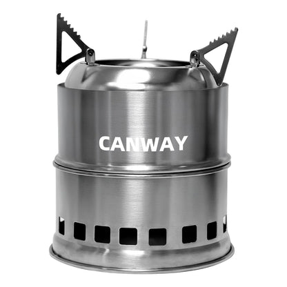 CANWAY Portable Camping Stove Mini Wood Burning Camp Stove for Backpacking Hiking Traveling Survival Cooking Stove Stainless Steel Emergency Folding Camping Stove with Carry Bag
