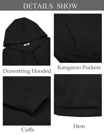 COOFANDY Men's Knit Hoodie Pullover Hipster Hip Hop Long Sleeve Drawstring Hooded Sweatshirts Long Sleeve Black