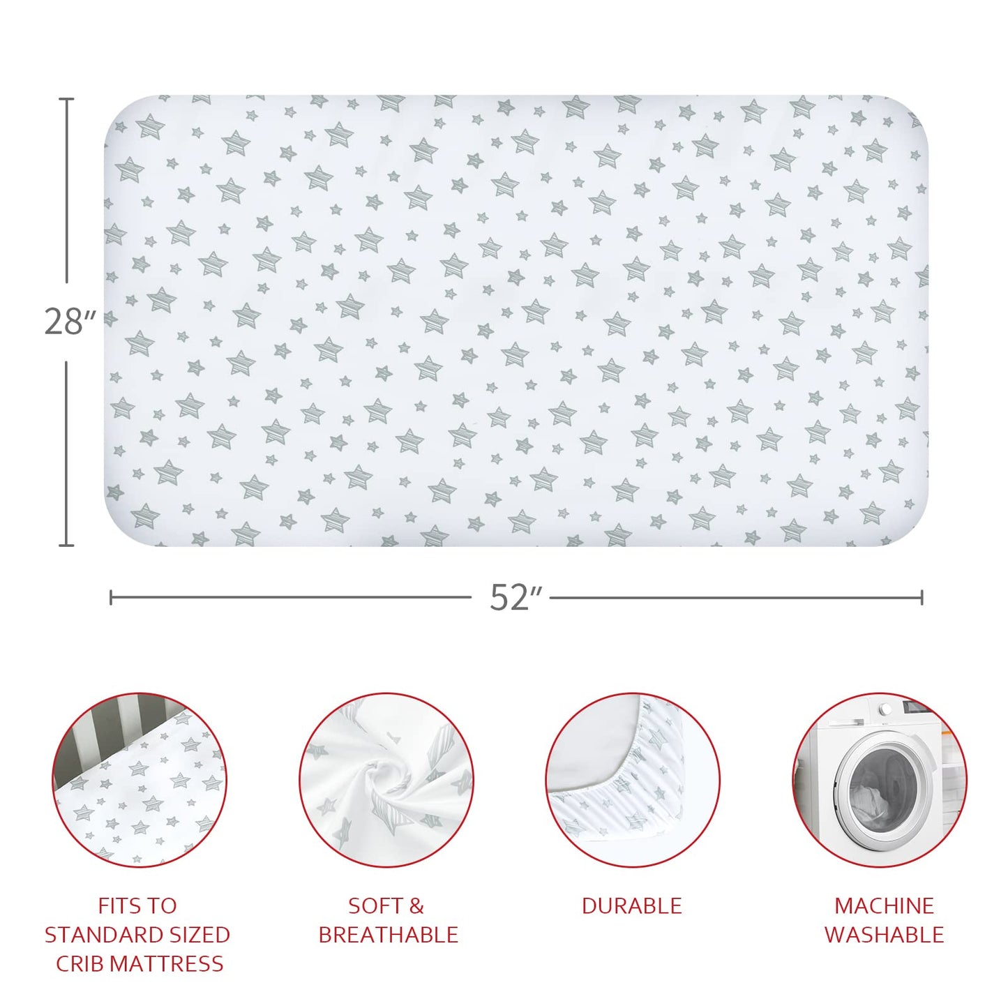 Crib Sheets for Girls 4 Pack, Fitted Crib Sheets for Standard Size Crib and Toddler Mattresses, Soft and Breathable Baby Gift Girl Set, Pink