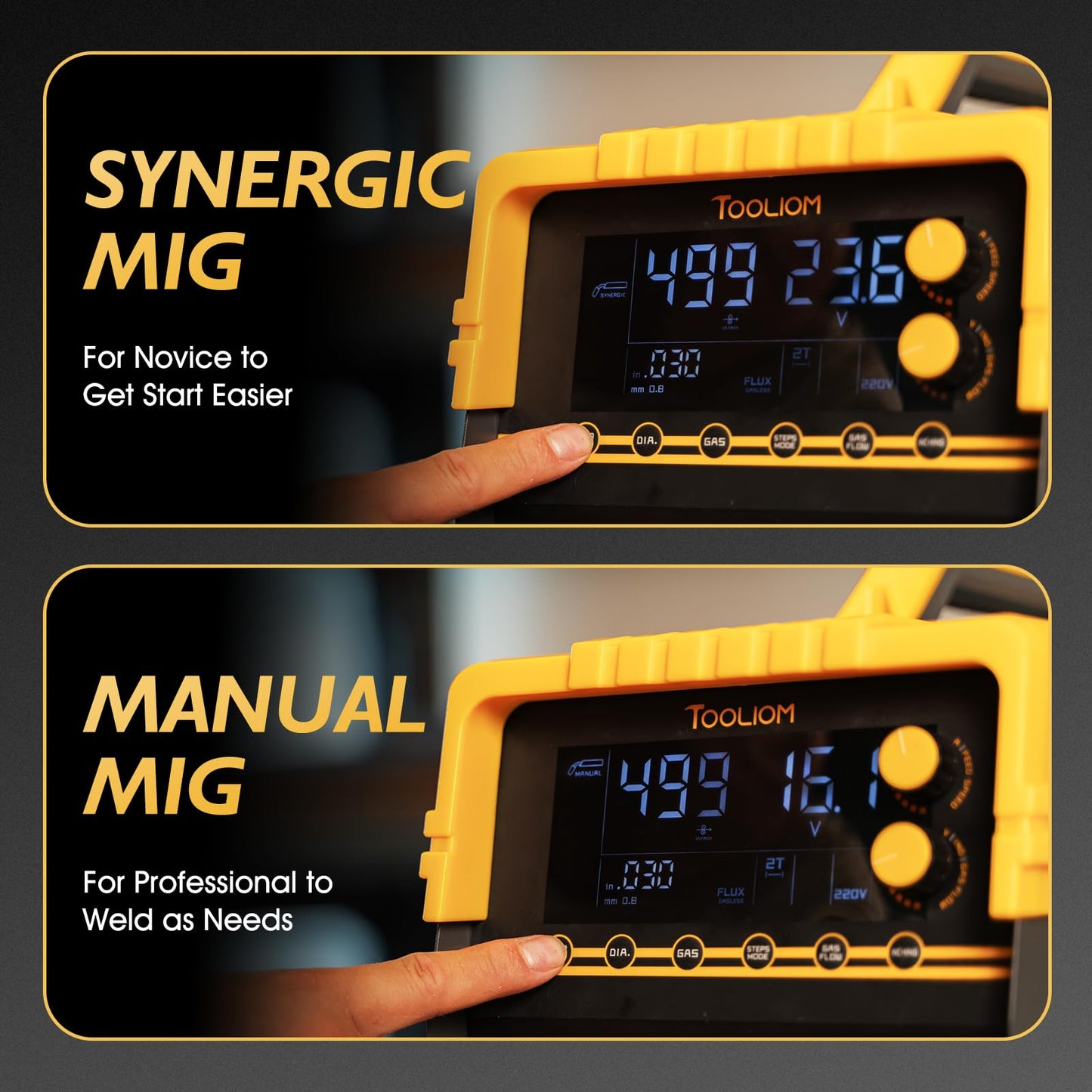 TOOLIOM MIG/TIG/CUT/Stick Welder 5 in 1 Multiprocess Welding Machine 110/220V Dual Voltage Aluminum Welding Machine Spool Gun Compatible