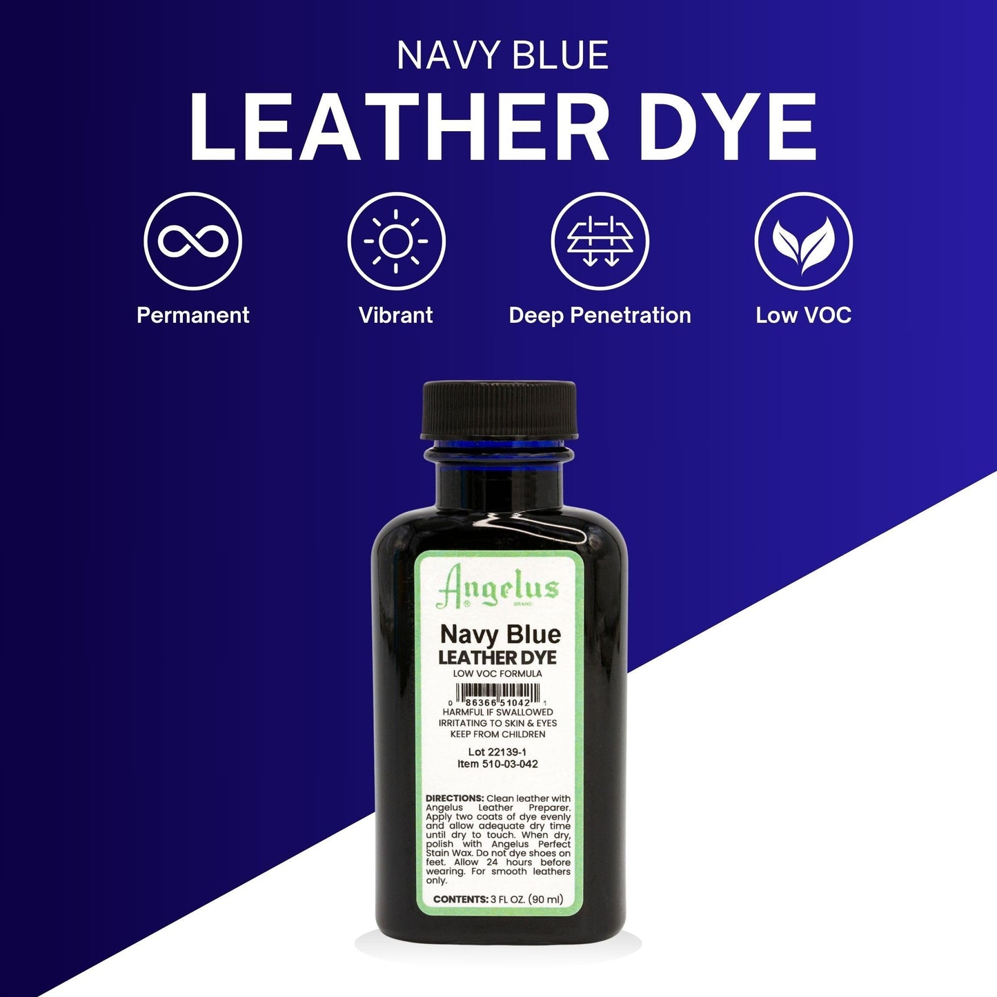 Angelus Leather Dye - Flexible Leather Dye for Shoes, Boots, Bags, Crafts, Furniture, & More 3oz (Navy Blue)