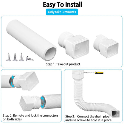 HAHOME 2 Pack Rain Gutter Downspout Extensions,Drain Downspout Extender Diverter, Flexible Downspout Extensions Can Extendable from 21 to 60 Inches (White)