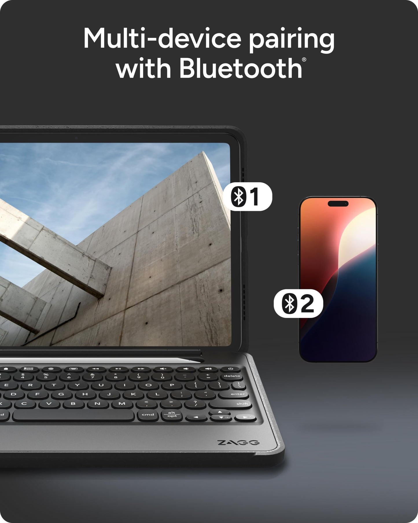 ZAGG Rugged Book iPad 11" (A16)/ 10.9" (Gen 10) Case - Durable Wireless Keyboard Case, Military-Grade Drop Protection, Multi-Device Pairing, Detachable Backlit Keyboard, Black