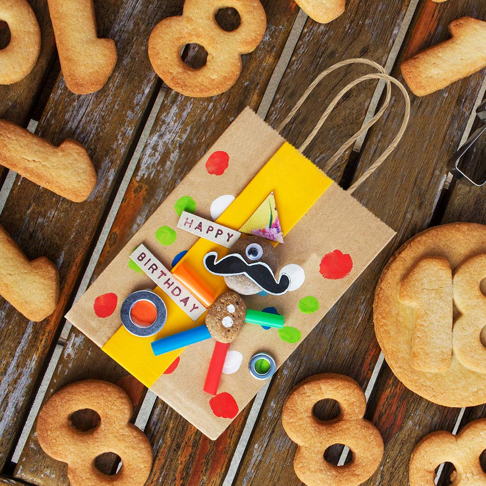 BagDream Gift Bags 100Pcs 5.25x3x8 Small Kraft Paper Gift Bags with Handles Bulk, Brown Paper Sacks for Small Business, Retail, Merchandise, Wedding Birthday Party Favor