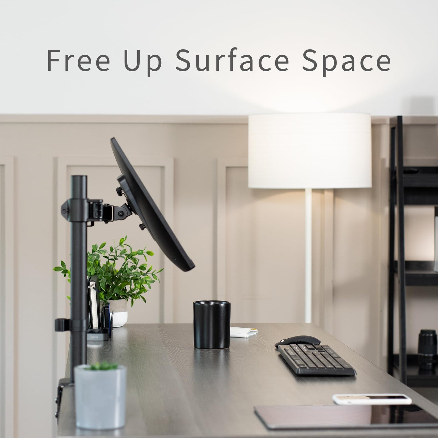 VIVO Single 13 to 38 inch Ultrawide Monitor Arm Desk Mount, Regular Screens up to 32 inches, 22 lbs capacity, Fully Adjustable Stand with C-Clamp and Grommet Base, Black, STAND-V001