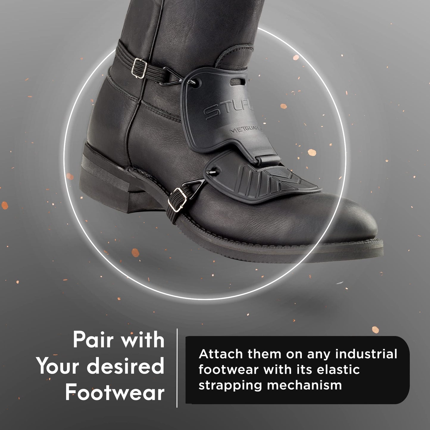 STLFLX - MetGUARDZ Replacement Straps, Replacement Straps for Pull-On Safety Boots and Shoes, Metatarsal Guard Straps, 4 Adjustable Straps per Set