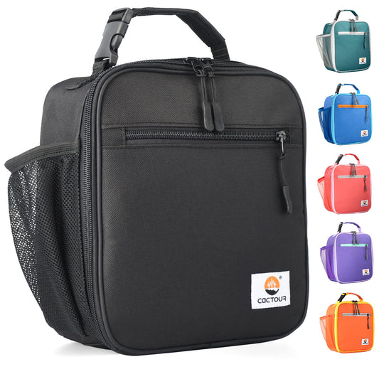 CaCTOUR Lunch Box for Men Women Adult,Premium Insulated Lunch Bag,Portable Small LunchBox for School Work Picnic (Black)