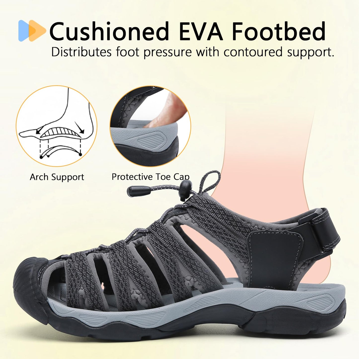 ziitop Outdoor Hiking Sandals for Women Closed Toe Athletic Sport Women's Sandals Summer Lightweight Trail Walking Water Shoes